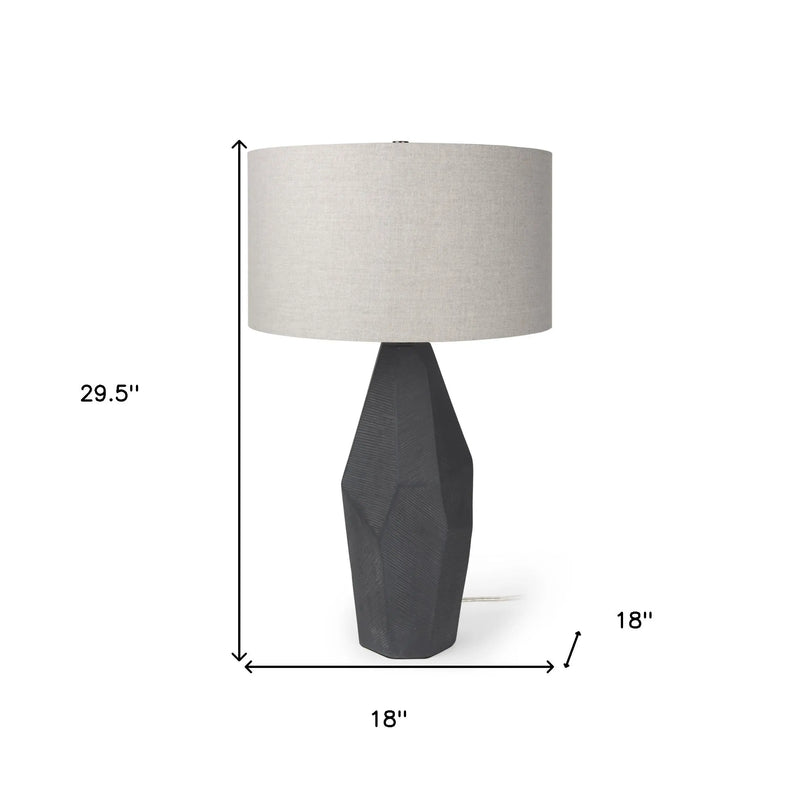 30" Black Round Bedside Lamp With Drum Shade Homeroots Lighting