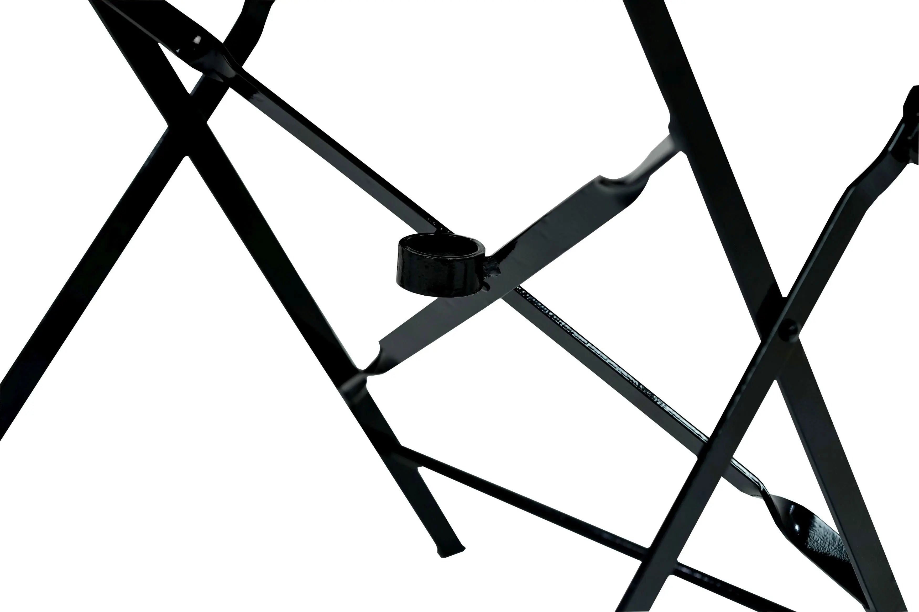 30" Black Rounded Aluminum Folding Outdoor Bistro Table with Umbrella Hole Homeroots Outdoor