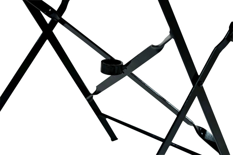 30" Black Rounded Aluminum Folding Outdoor Bistro Table with Umbrella Hole Homeroots Outdoor