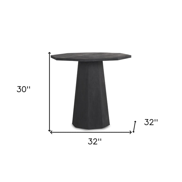 30" Black Solid Wood Hexagonal Pedestal End Table Homeroots Living Room