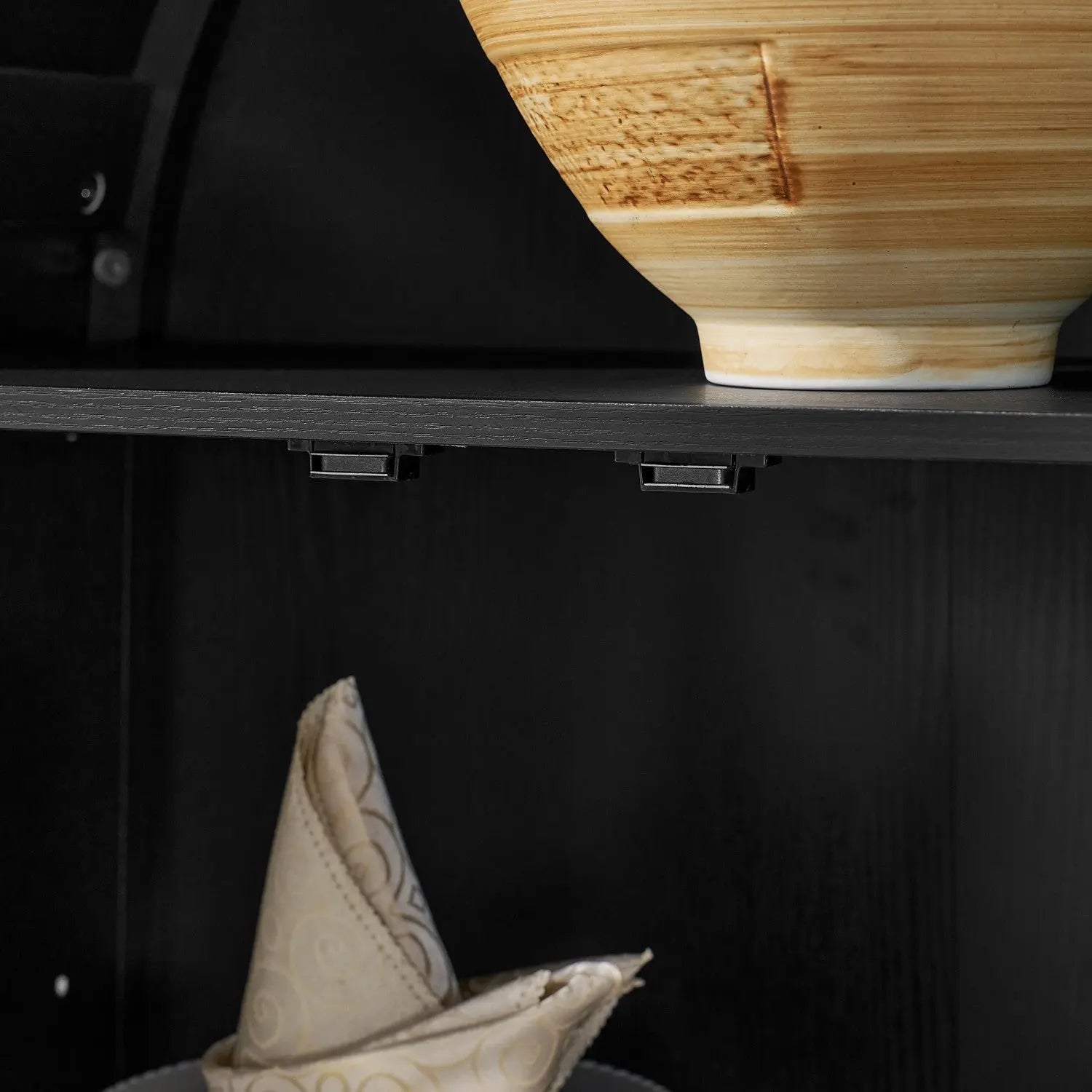 30" Black Wood Oval Accent Cabinet With Two Doors Homeroots Kitchen & Dining