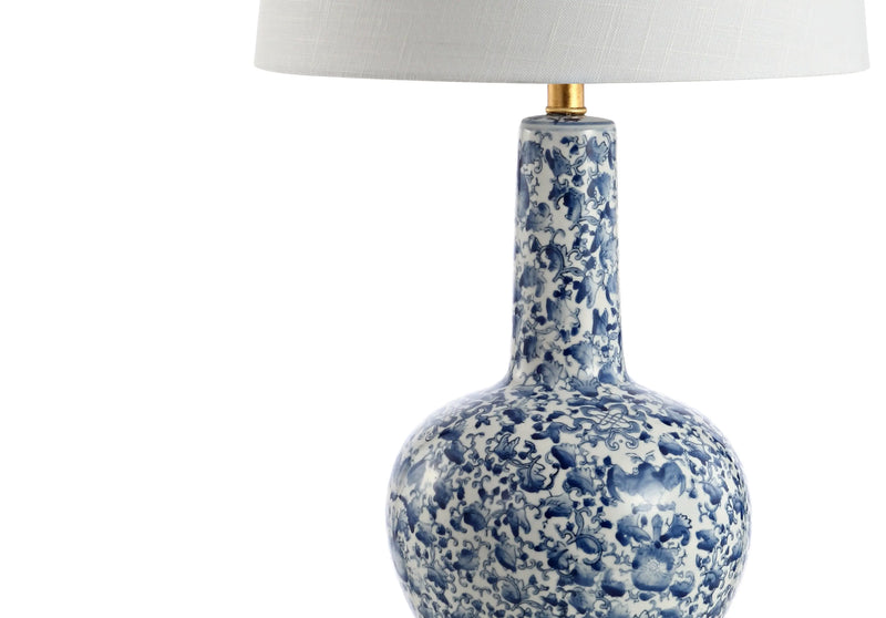 30" Blue White And Gold Gourd Table Lamp With Drum Shade Homeroots Lighting