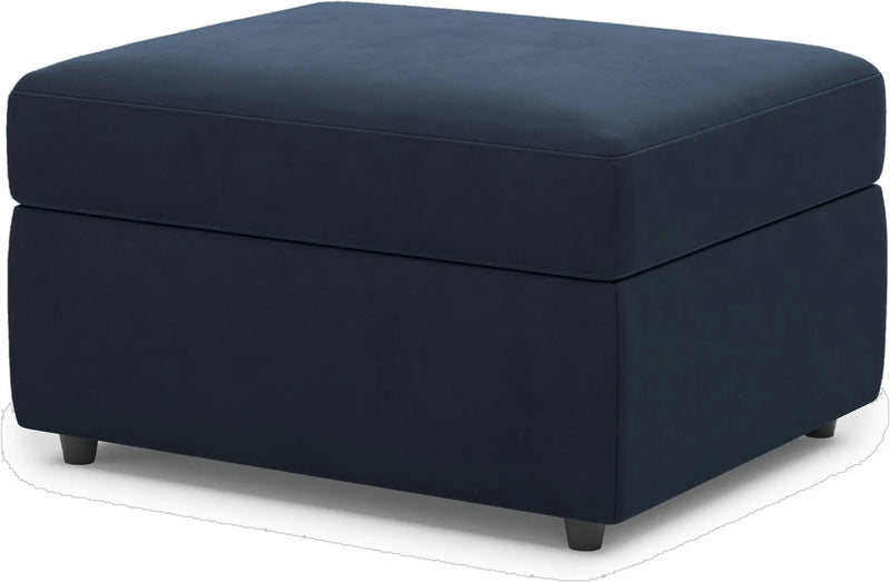30" Blue and Black Velvet Storage Ottoman Homeroots Living Room