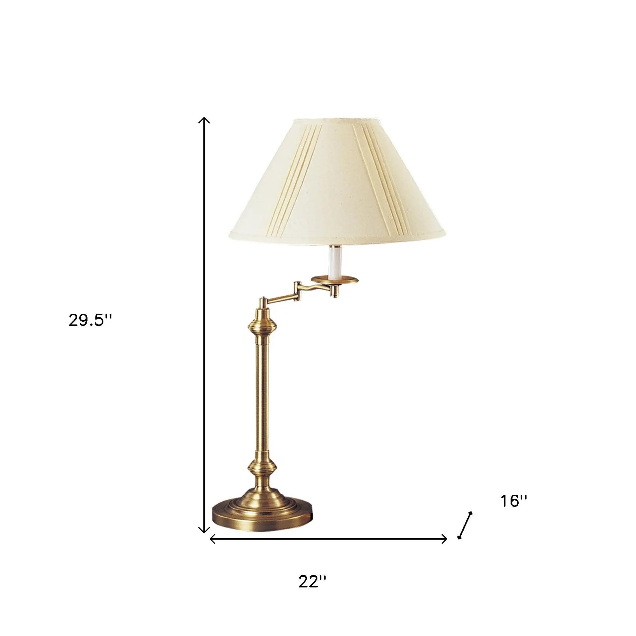 30" Bronze Metal Swing Arm Table Lamp With Off White Empire Shade Homeroots Lighting