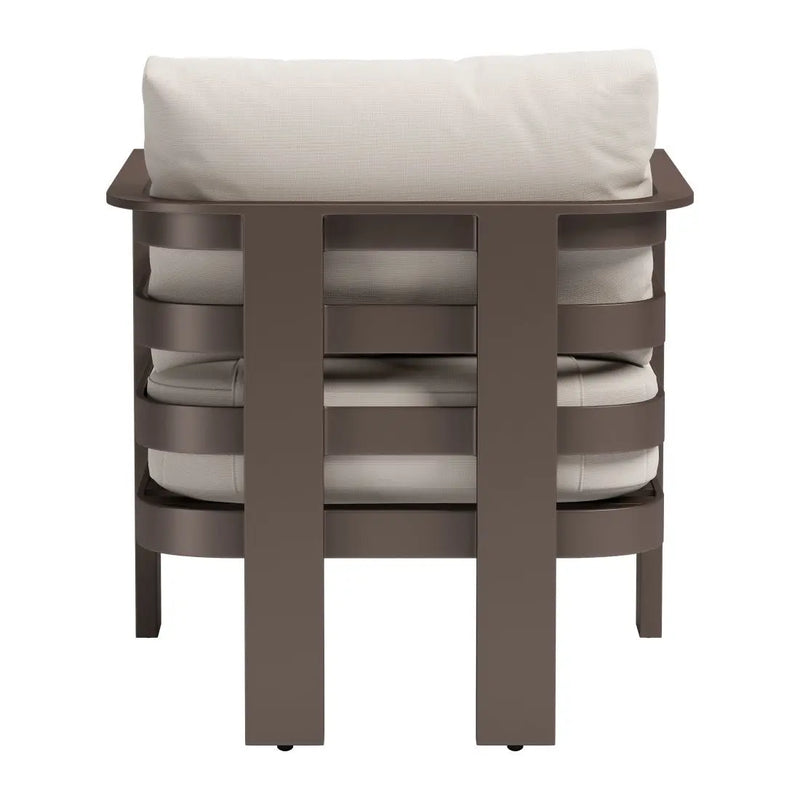 30" Brown Aluminum Outdoor Arm Chair with White Cushion Homeroots Outdoor