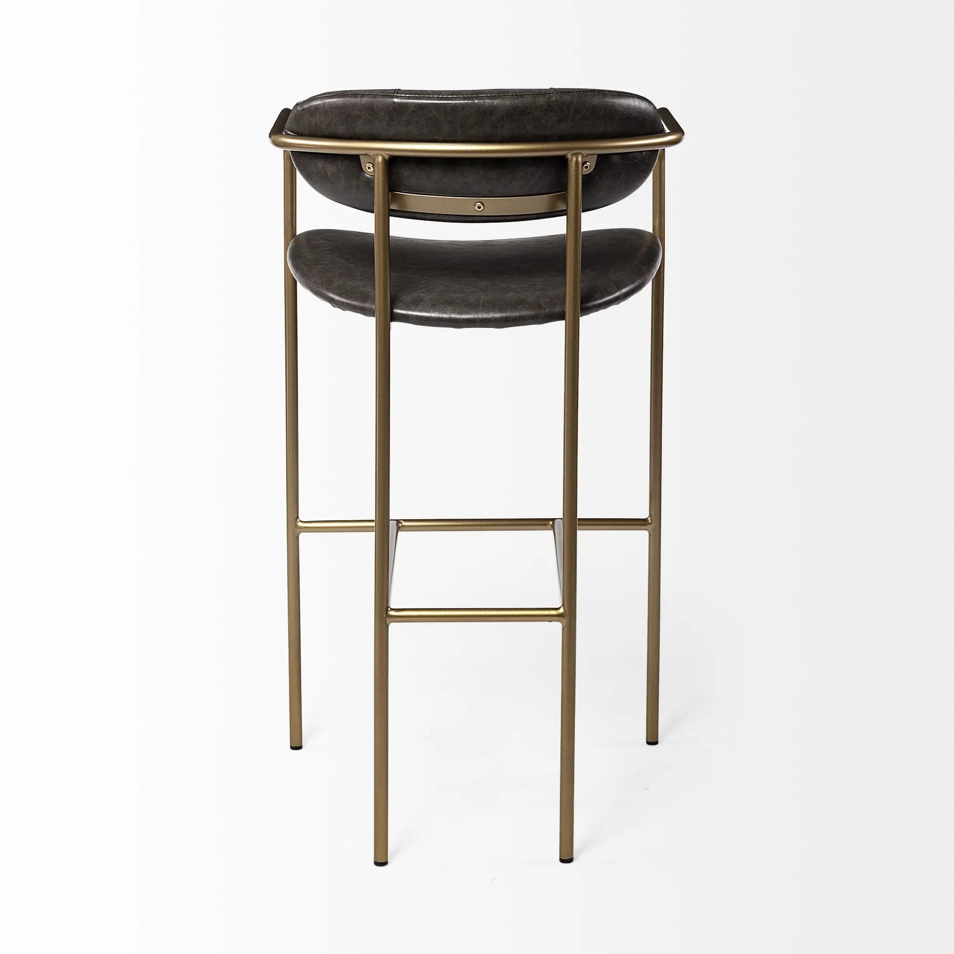 30" Brown And Gold Faux Leather And Steel Bar Height Bar Chair Homeroots Living Room
