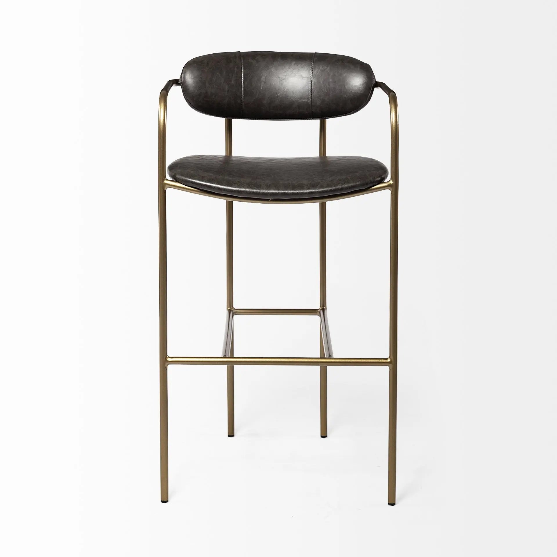 30" Brown And Gold Faux Leather And Steel Bar Height Bar Chair Homeroots Living Room