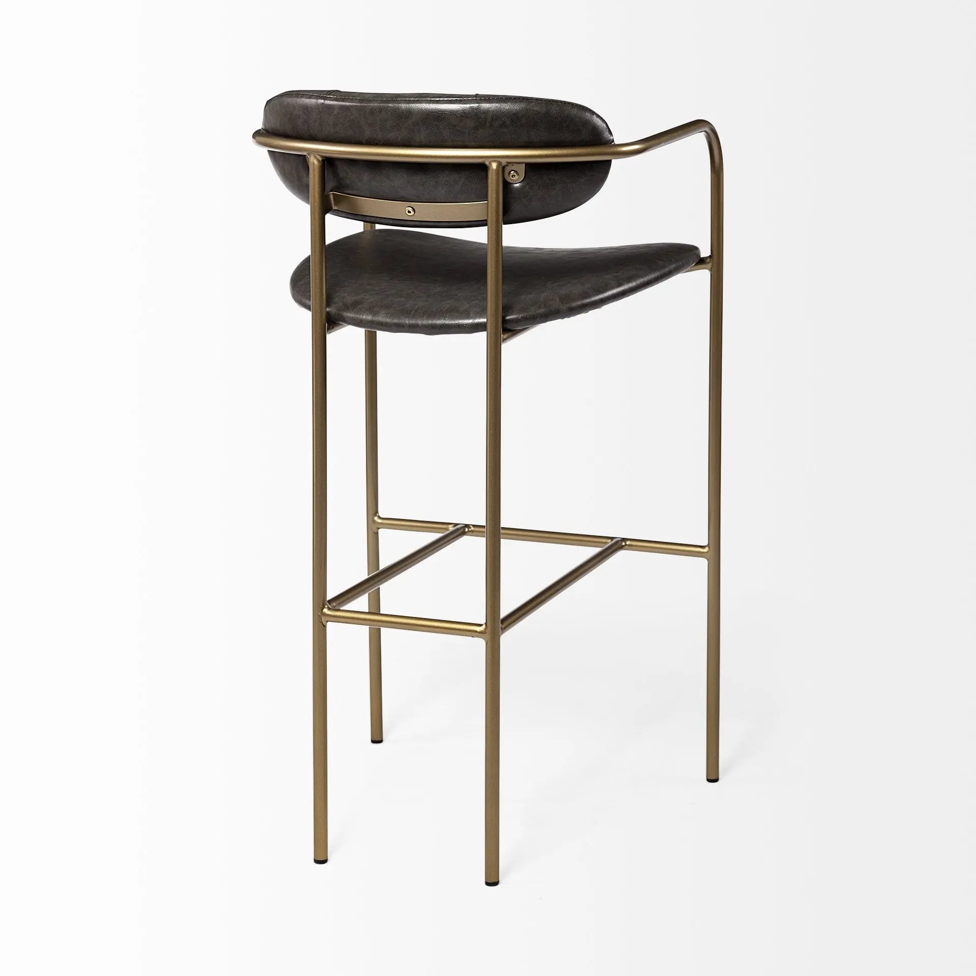 30" Brown And Gold Faux Leather And Steel Bar Height Bar Chair Homeroots Living Room