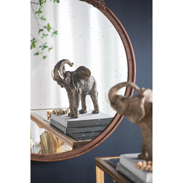 30" Brown Crowned Top Antiqued Glass Framed Accent Mirror Homeroots Bed & Bath