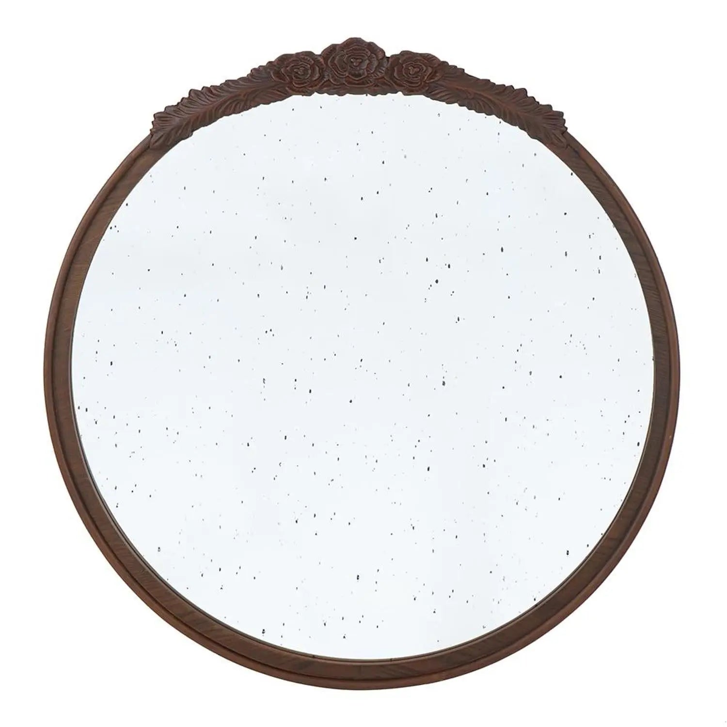 30" Brown Crowned Top Antiqued Glass Framed Accent Mirror Homeroots Bed & Bath