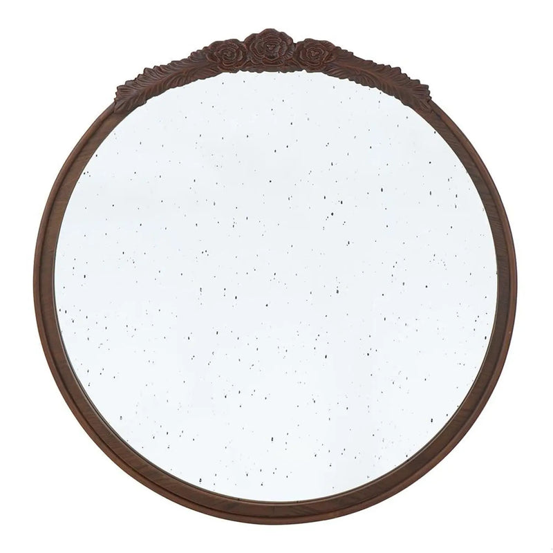 30" Brown Crowned Top Antiqued Glass Framed Accent Mirror Homeroots Bed & Bath