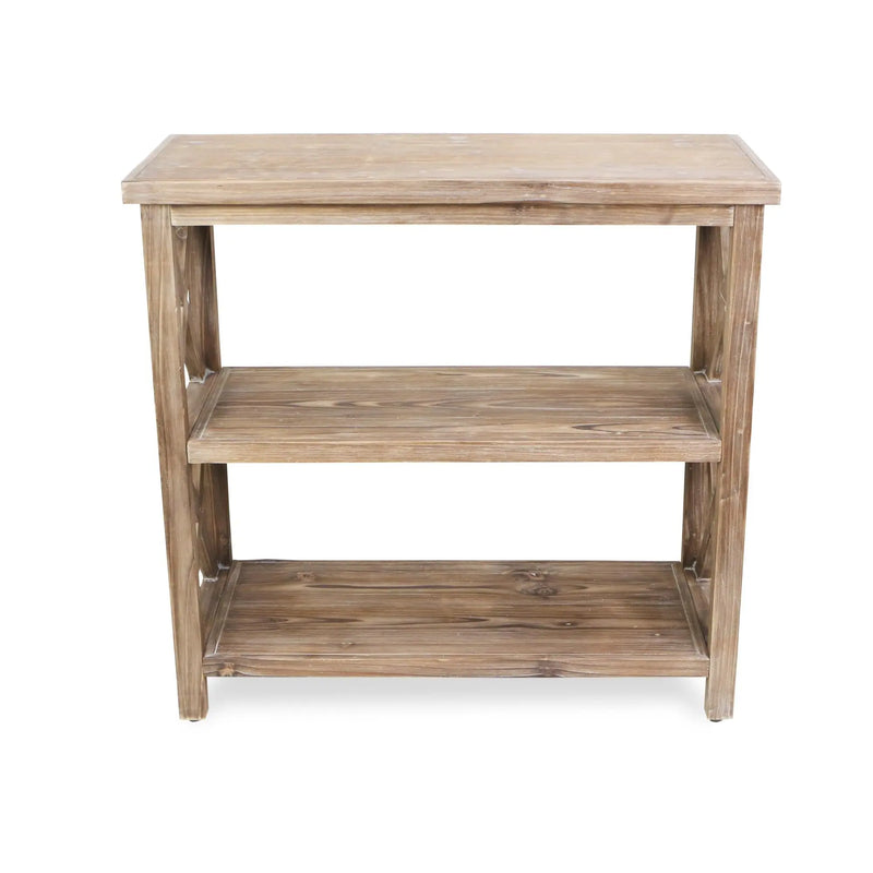 30" Brown Distressed Wood Three Tier Etagere Bookcase Homeroots Office