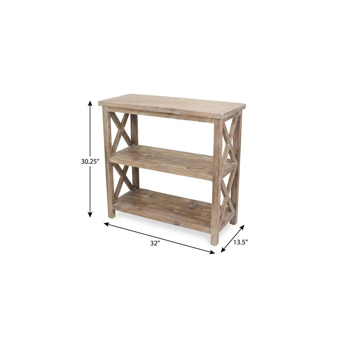 30" Brown Distressed Wood Three Tier Etagere Bookcase Homeroots Office