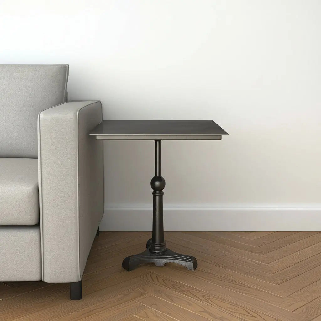 30" Brown Iron Square Pedestal End Table Homeroots Living Room