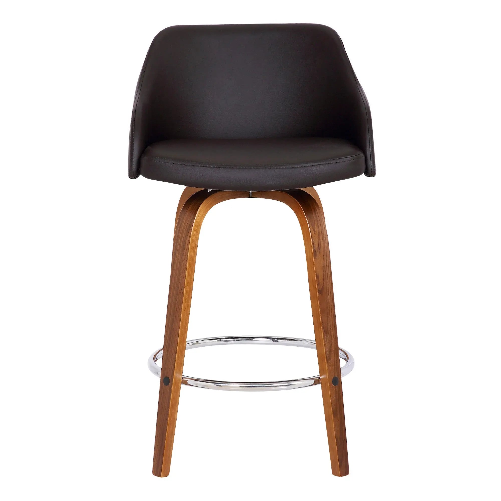 30" Brown Iron Swivel Low Back Bar Height Bar Chair Homeroots Living Room