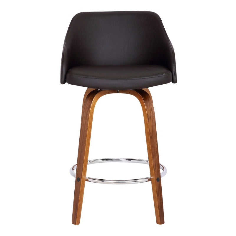 30" Brown Iron Swivel Low Back Bar Height Bar Chair Homeroots Living Room