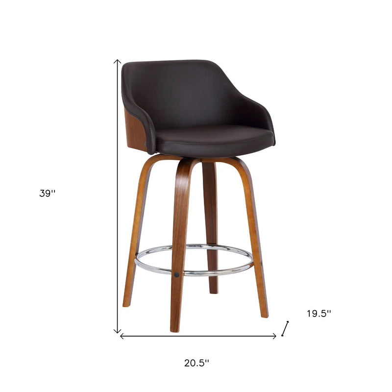 30" Brown Iron Swivel Low Back Bar Height Bar Chair Homeroots Living Room