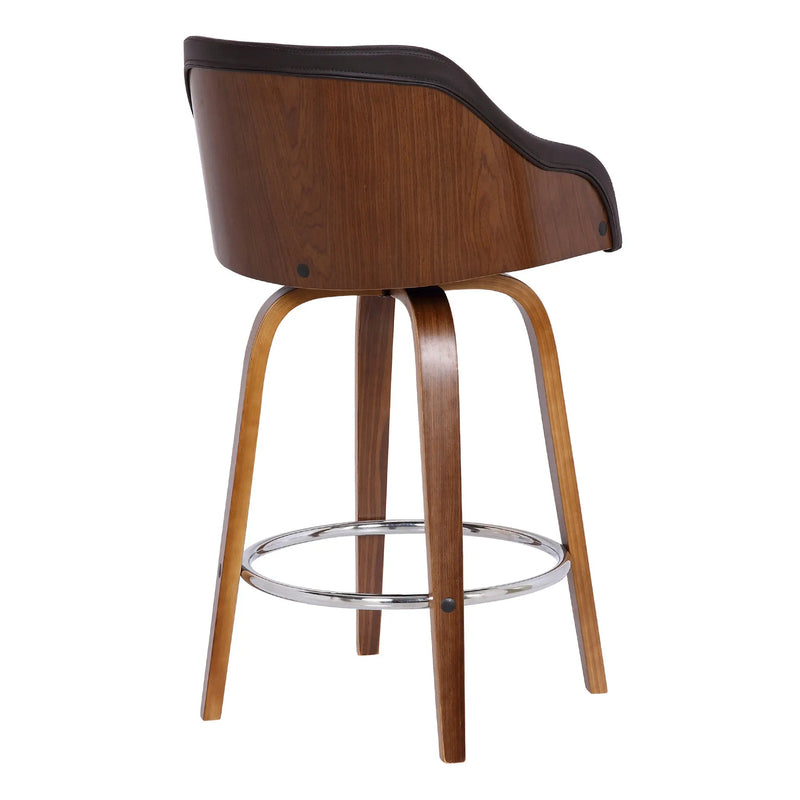 30" Brown Iron Swivel Low Back Bar Height Bar Chair Homeroots Living Room