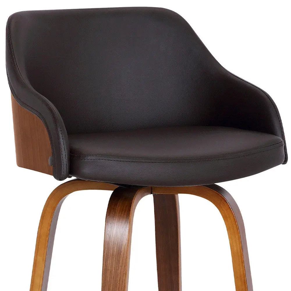 30" Brown Iron Swivel Low Back Bar Height Bar Chair Homeroots Living Room