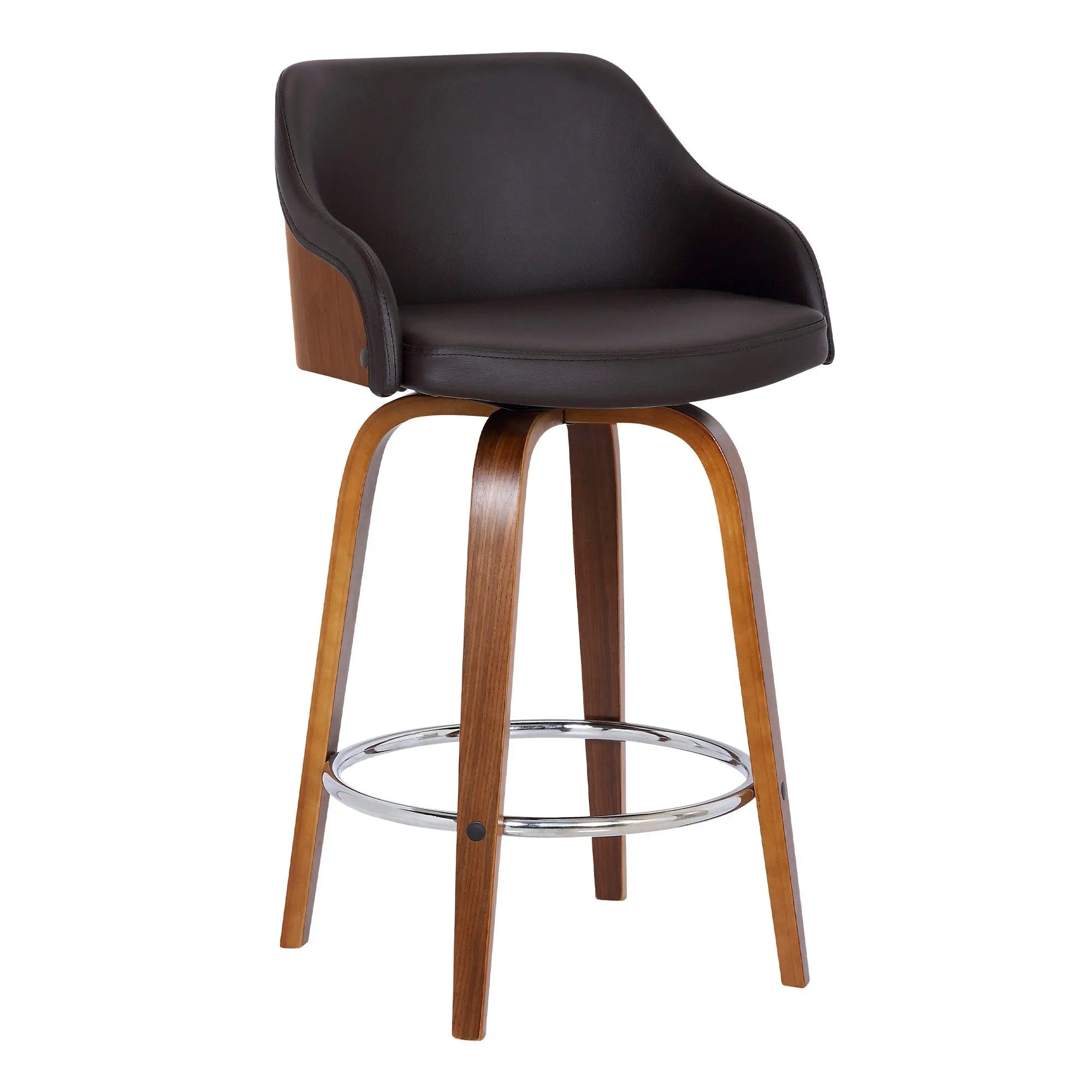 30" Brown Iron Swivel Low Back Bar Height Bar Chair Homeroots Living Room