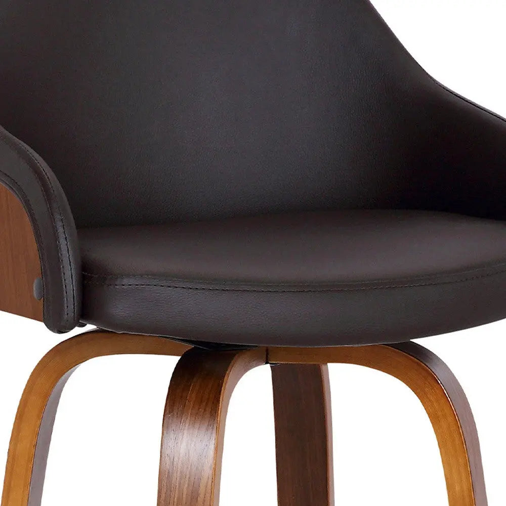 30" Brown Iron Swivel Low Back Bar Height Bar Chair Homeroots Living Room