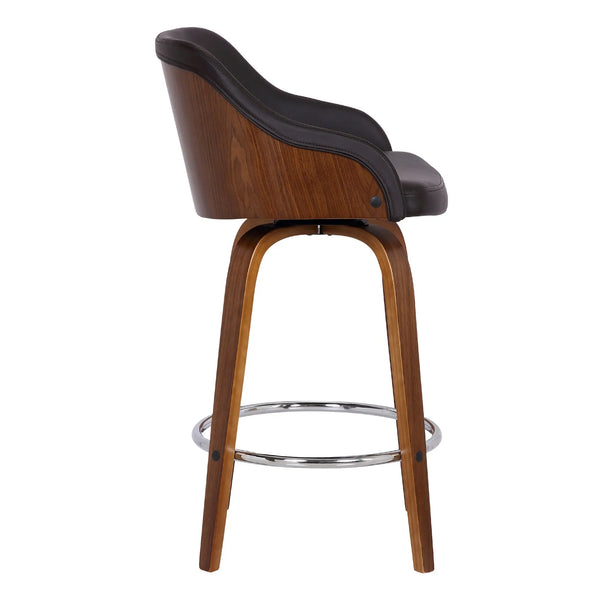 30" Brown Iron Swivel Low Back Bar Height Bar Chair Homeroots Living Room