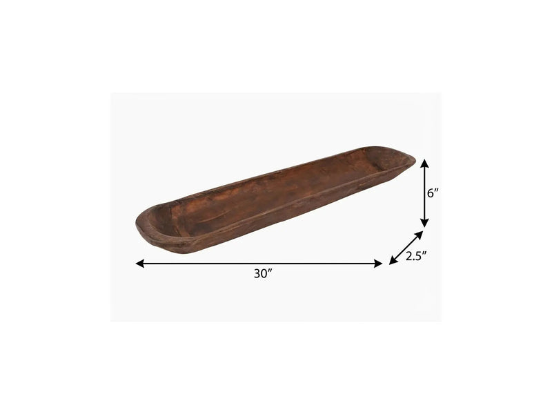 30" Brown Solid Wood Oval Dough Bowl Homeroots Kitchen & Dining