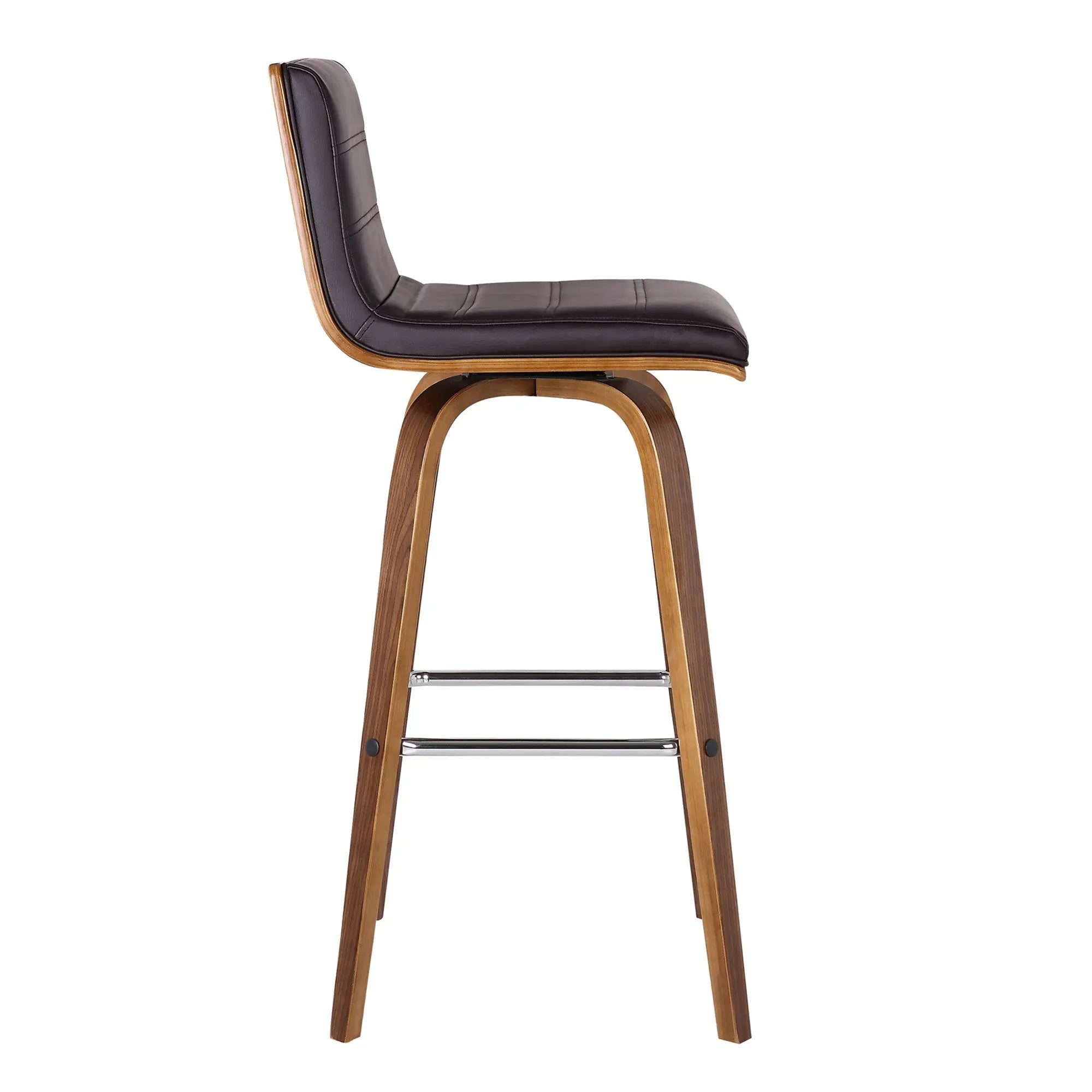 30" Brown Solid Wood Swivel Low Back Bar Height Bar Chair Homeroots Living Room