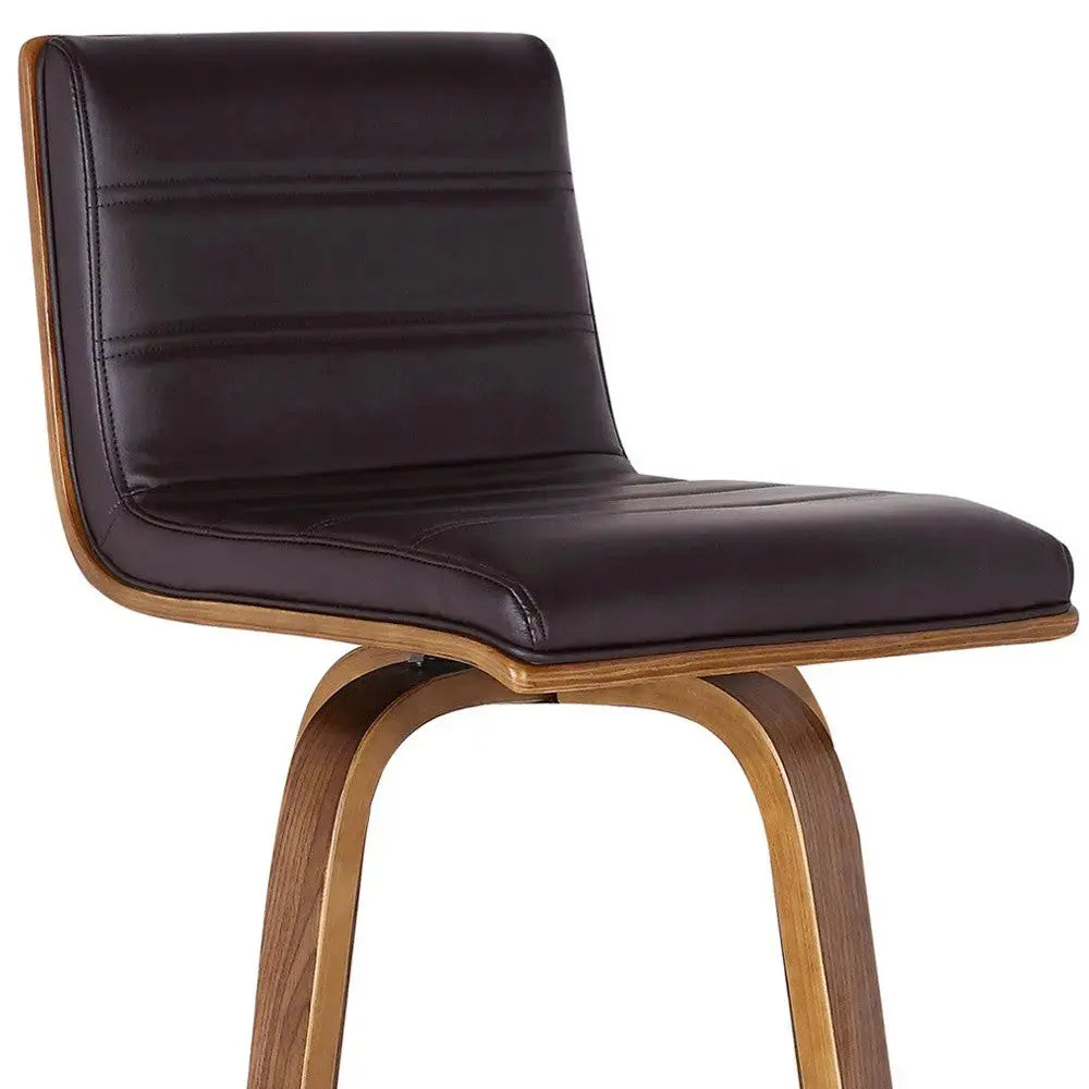 30" Brown Solid Wood Swivel Low Back Bar Height Bar Chair Homeroots Living Room
