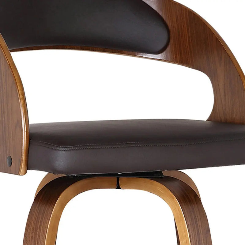 30" Brown Solid Wood Swivel Low Back Bar Height Bar Chair Homeroots Living Room