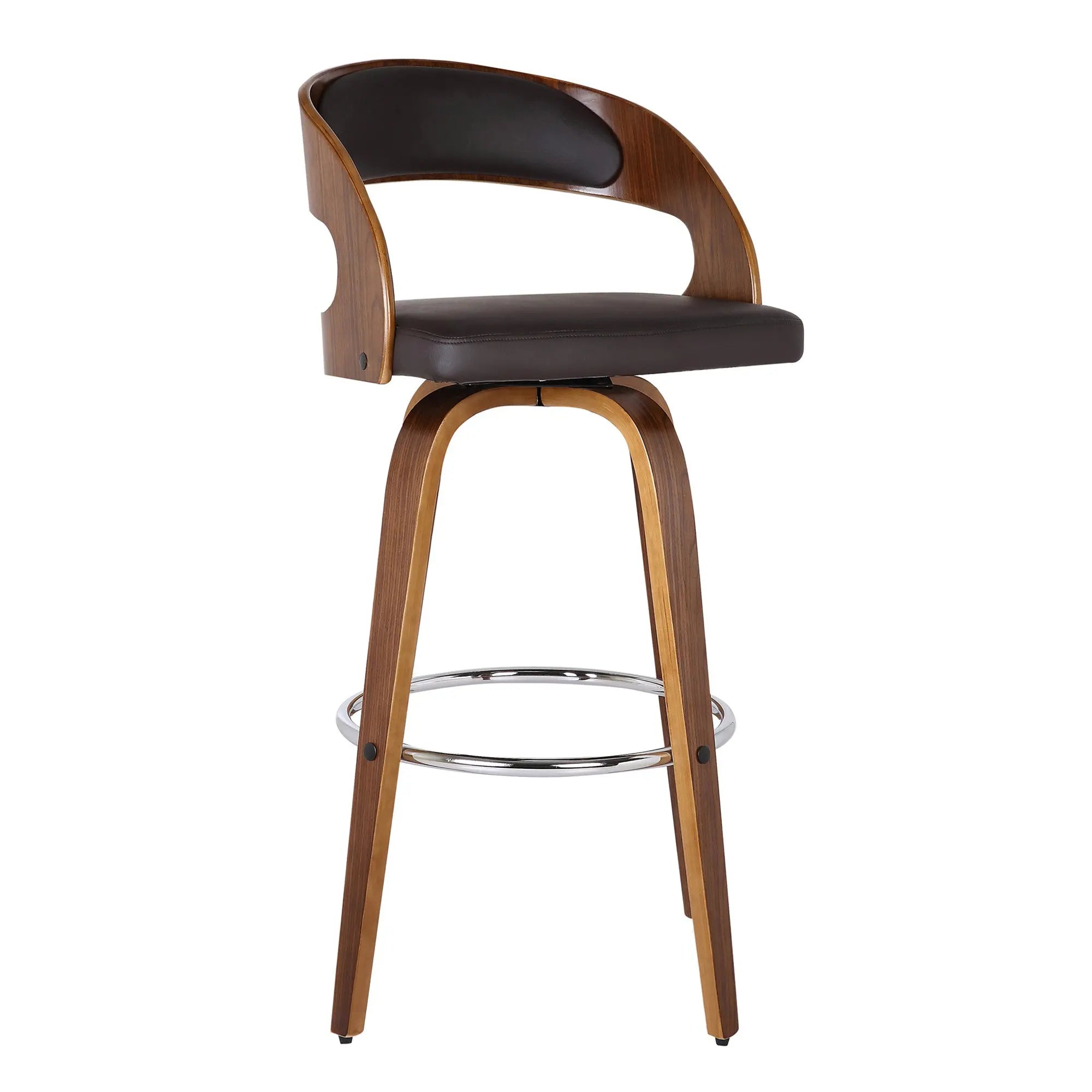 30" Brown Solid Wood Swivel Low Back Bar Height Bar Chair Homeroots Living Room