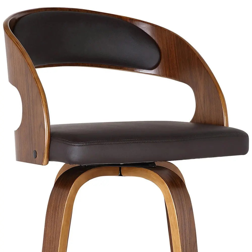 30" Brown Solid Wood Swivel Low Back Bar Height Bar Chair Homeroots Living Room