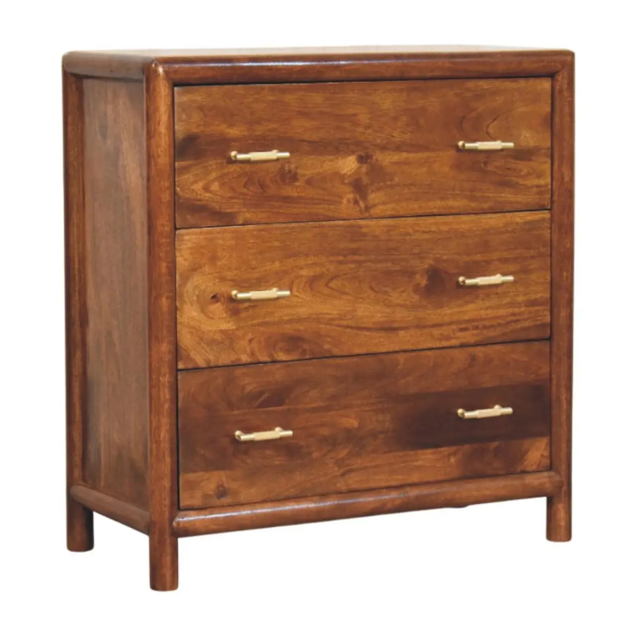 30" Brown Solid Wood Three Drawer Sideboard Homeroots Kitchen & Dining