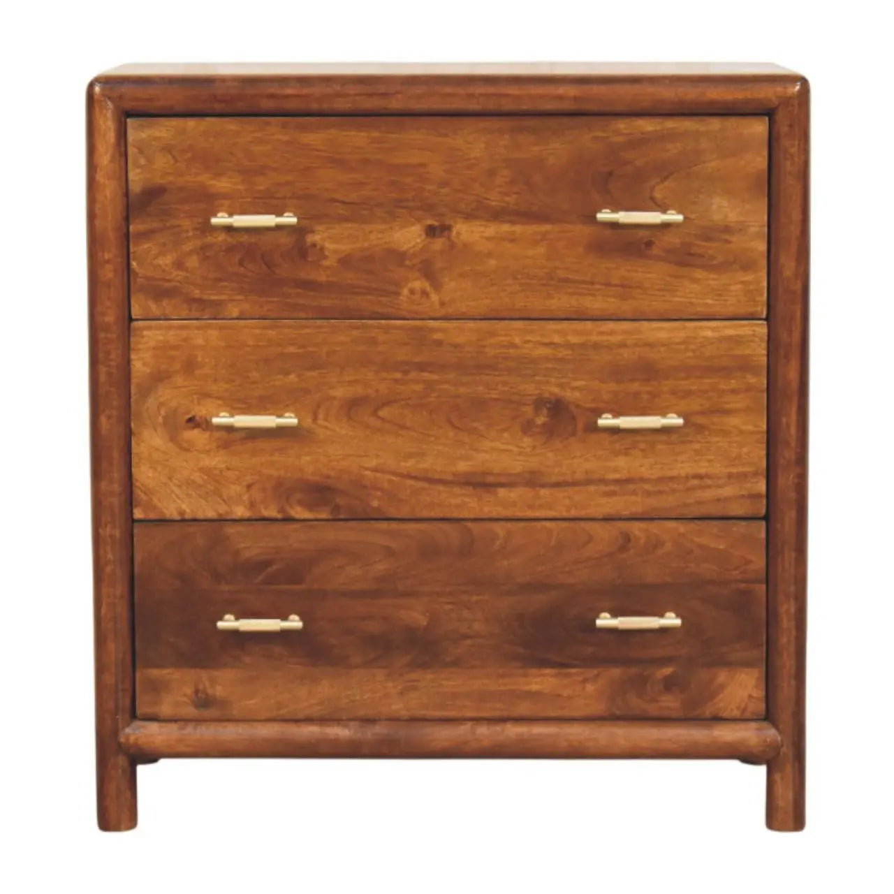 30" Brown Solid Wood Three Drawer Sideboard Homeroots Kitchen & Dining