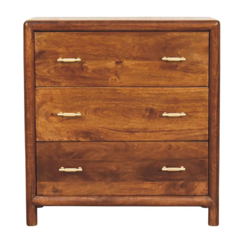 30" Brown Solid Wood Three Drawer Sideboard Homeroots Kitchen & Dining