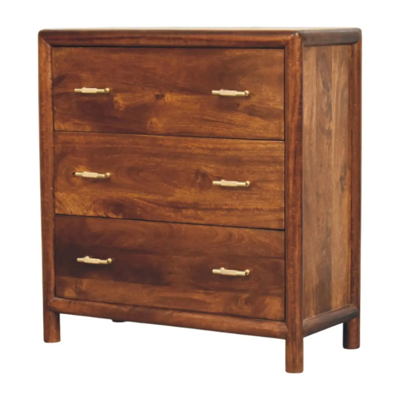 30" Brown Solid Wood Three Drawer Sideboard Homeroots Kitchen & Dining