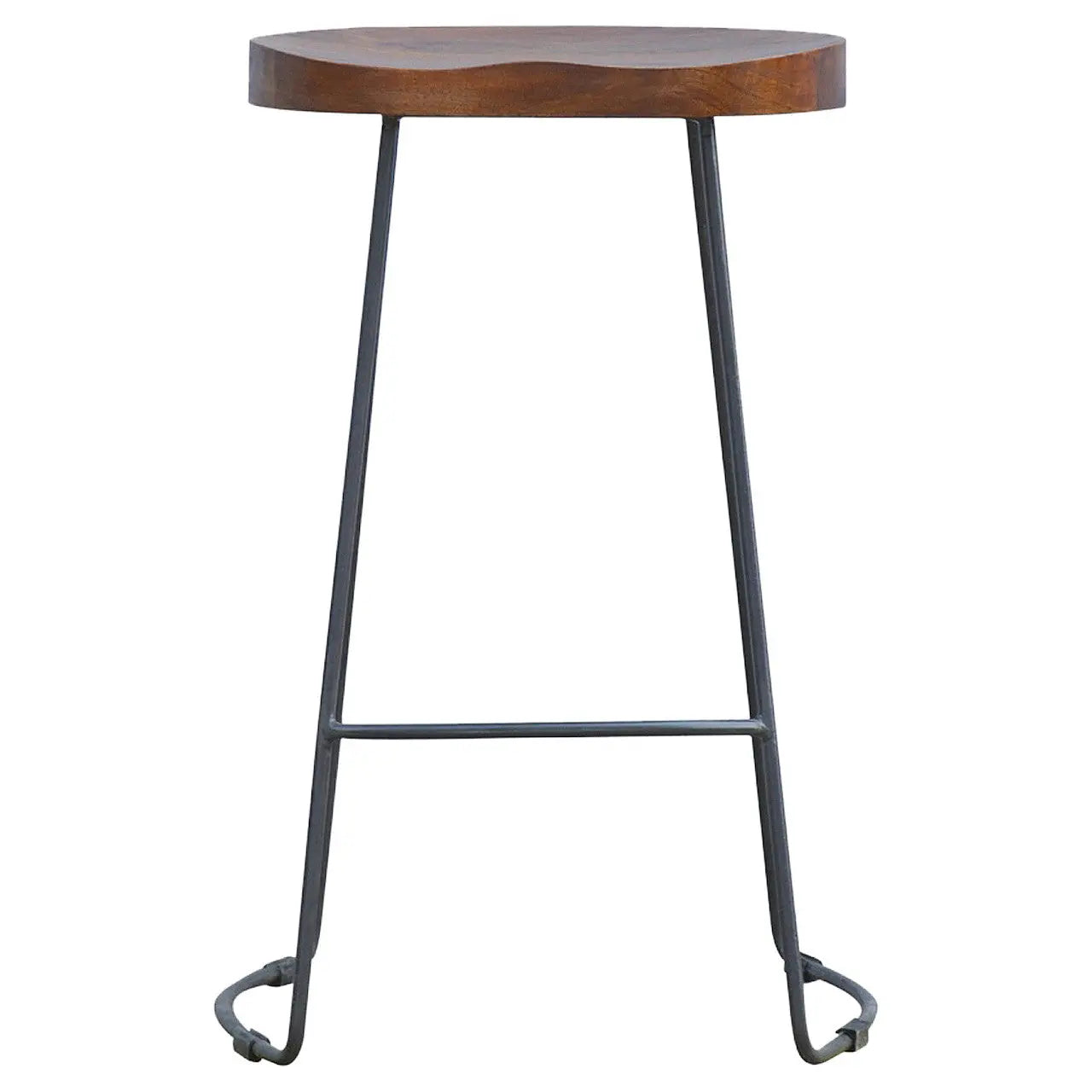 30" Brown and Black Solid Wood and Iron Bar Height Bar Chair Homeroots Living Room