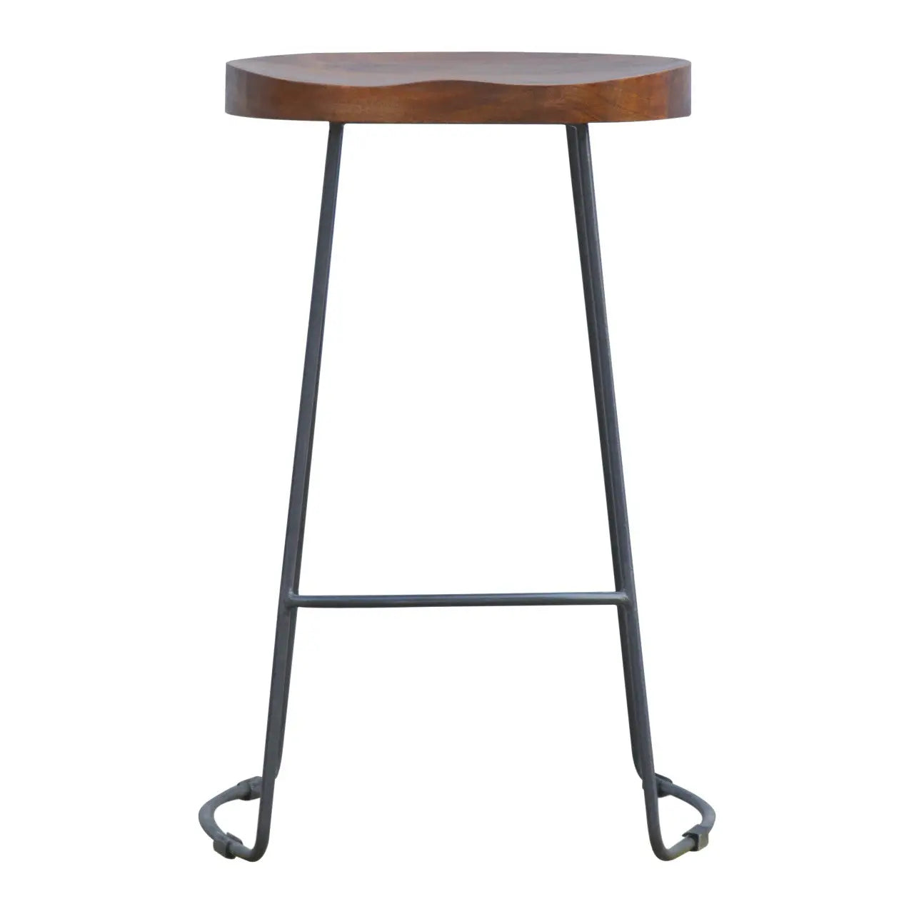 30" Brown and Black Solid Wood and Iron Bar Height Bar Chair Homeroots Living Room