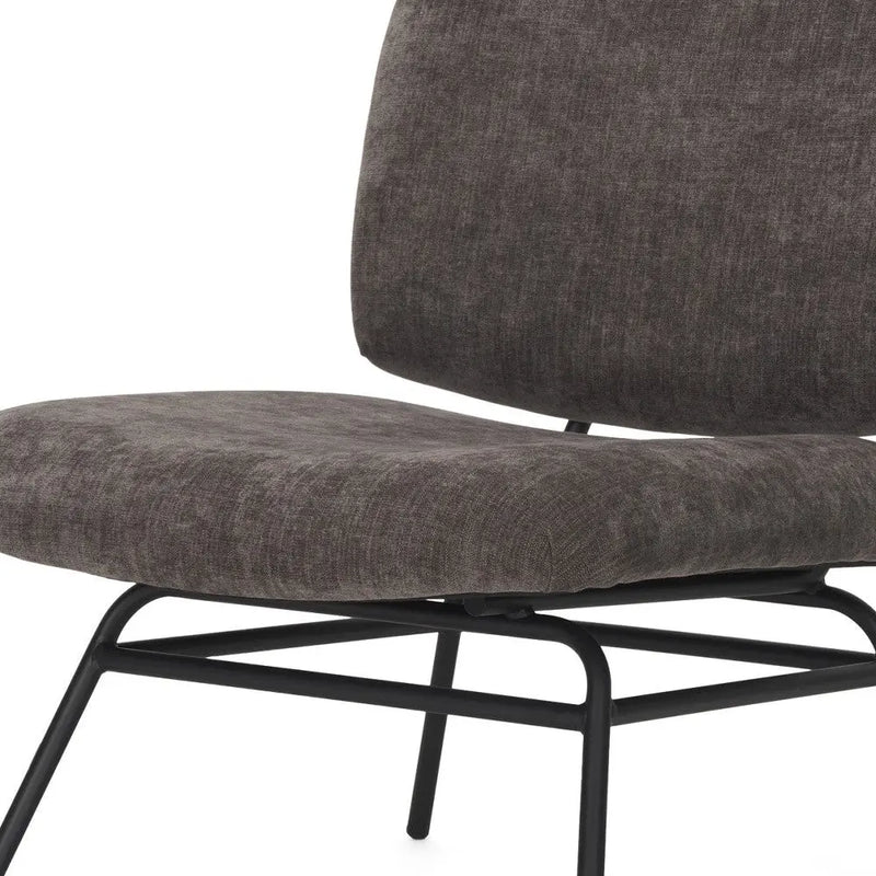 30" Charcoal and Black Chenille and Metal Slipper Chair Homeroots Living Room