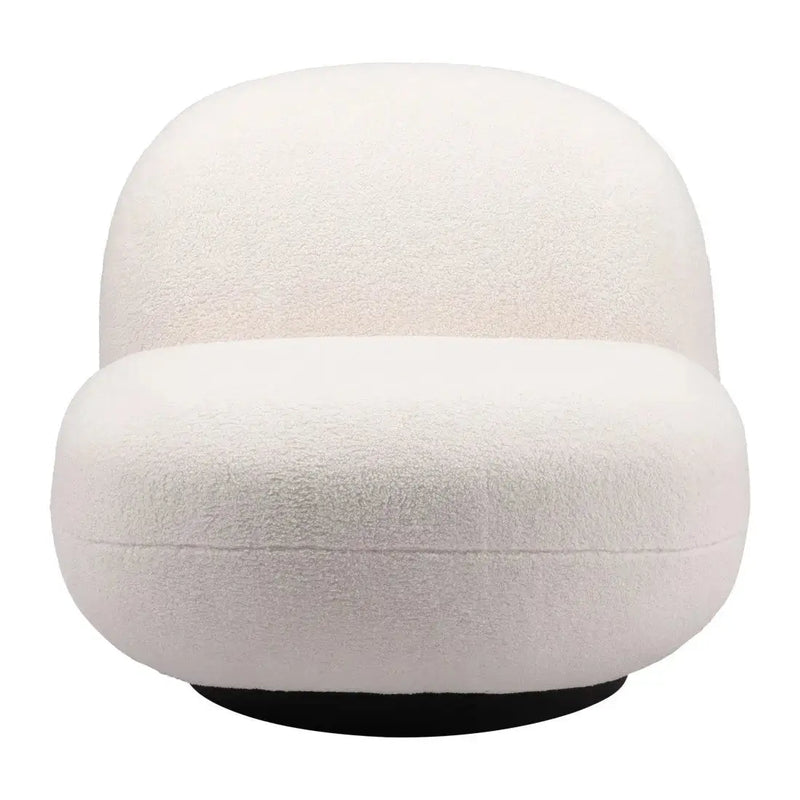 30" Cream And Black Faux Shearling And Upholstered Slipper Chair Homeroots Living Room