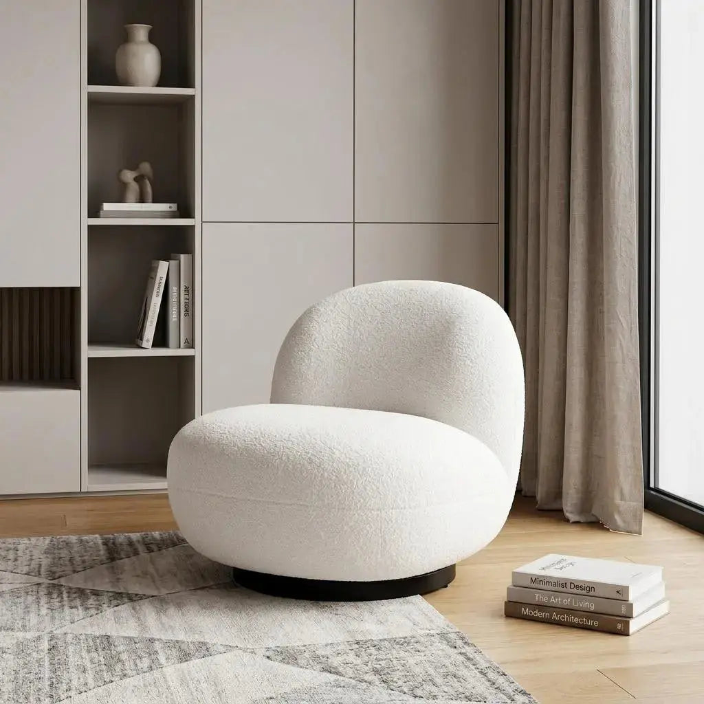 30" Cream And Black Faux Shearling And Upholstered Slipper Chair Homeroots Living Room