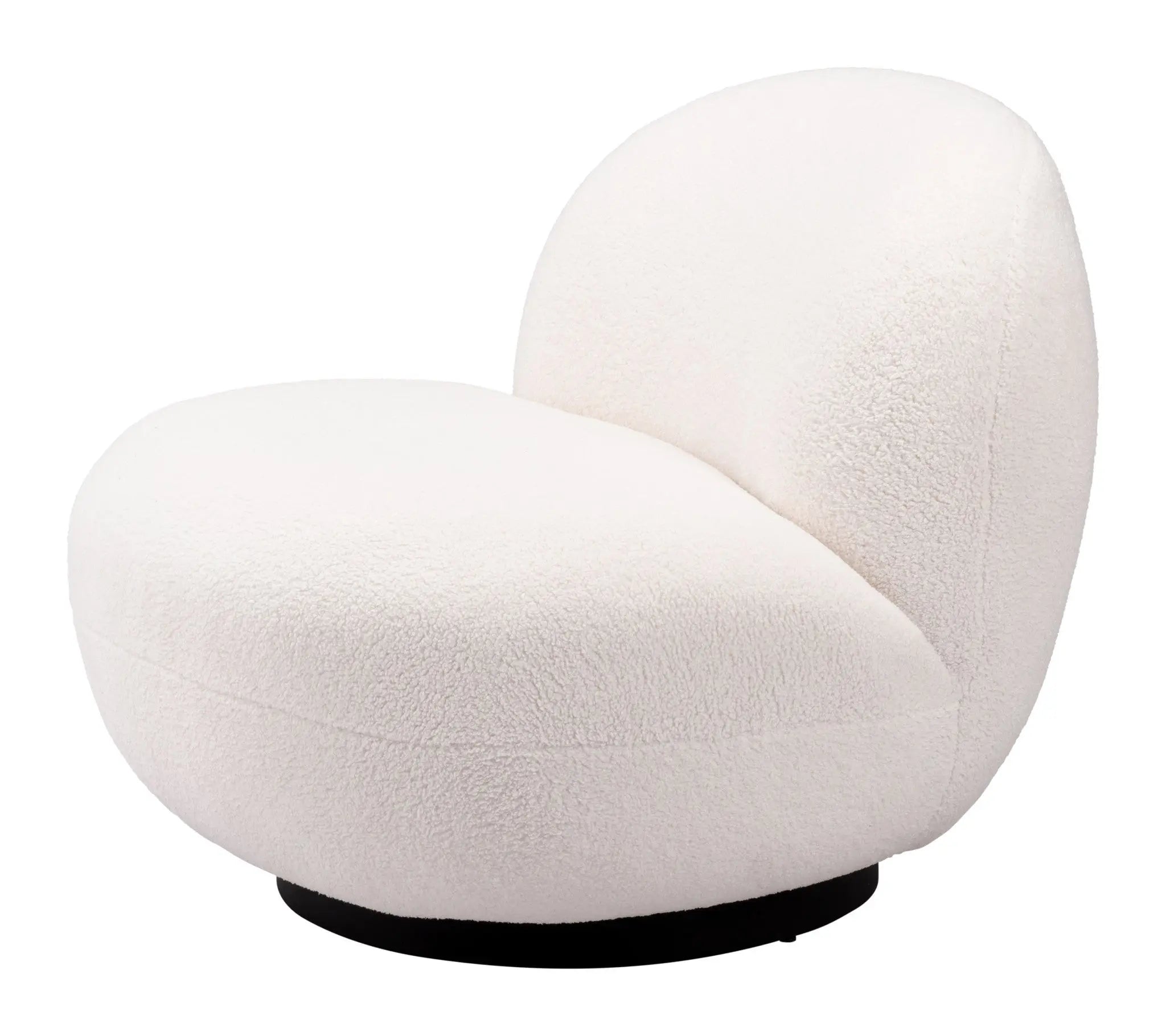 30" Cream And Black Faux Shearling And Upholstered Slipper Chair Homeroots Living Room