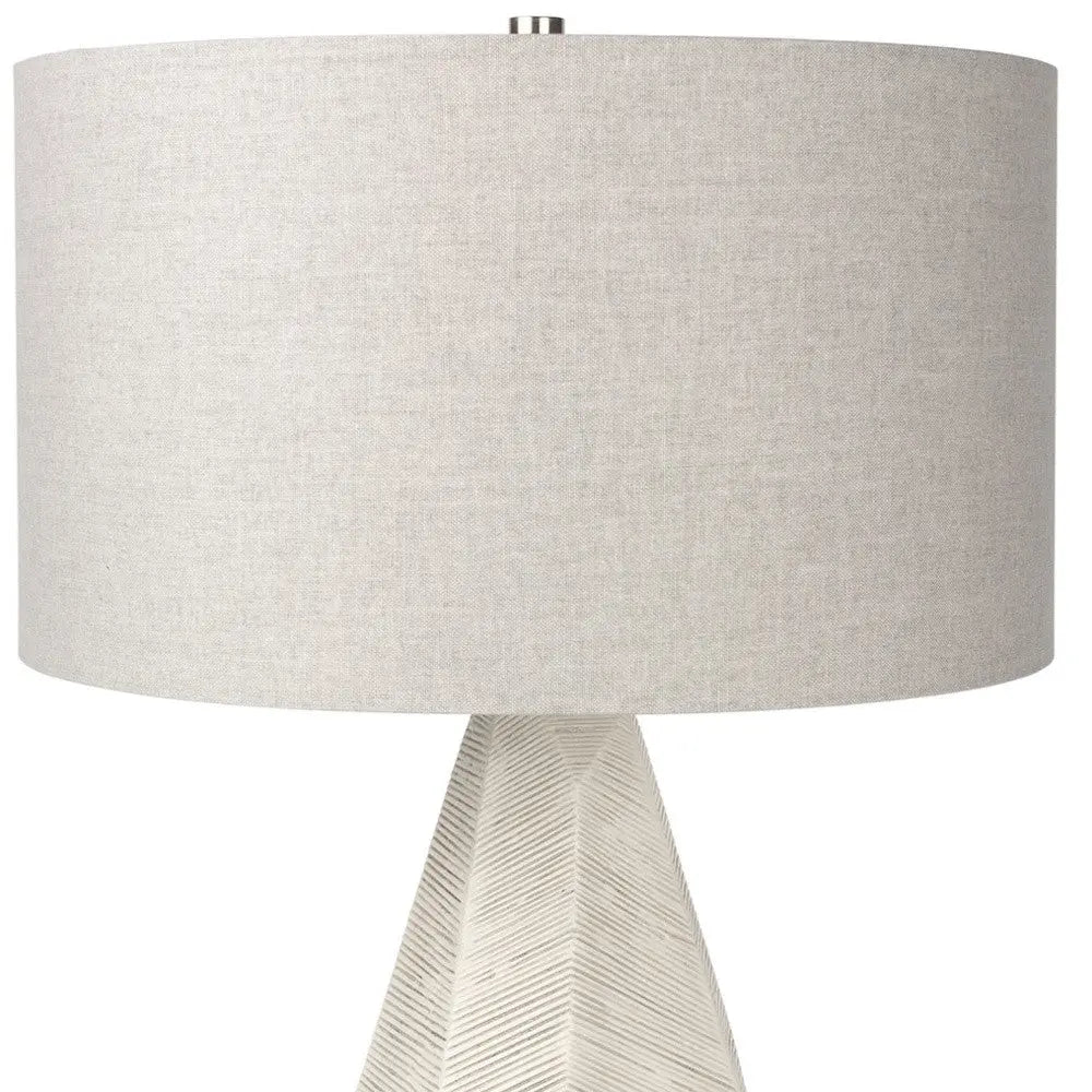 30" Cream Round Bedside Lamp With Drum Shade Homeroots Lighting