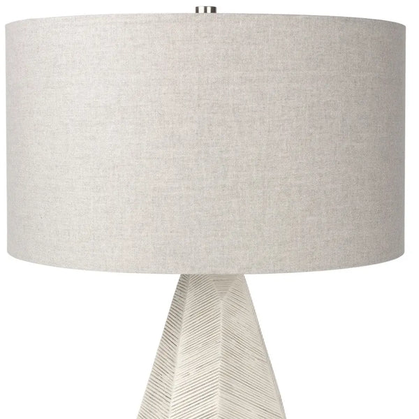 30" Cream Round Bedside Lamp With Drum Shade Homeroots Lighting