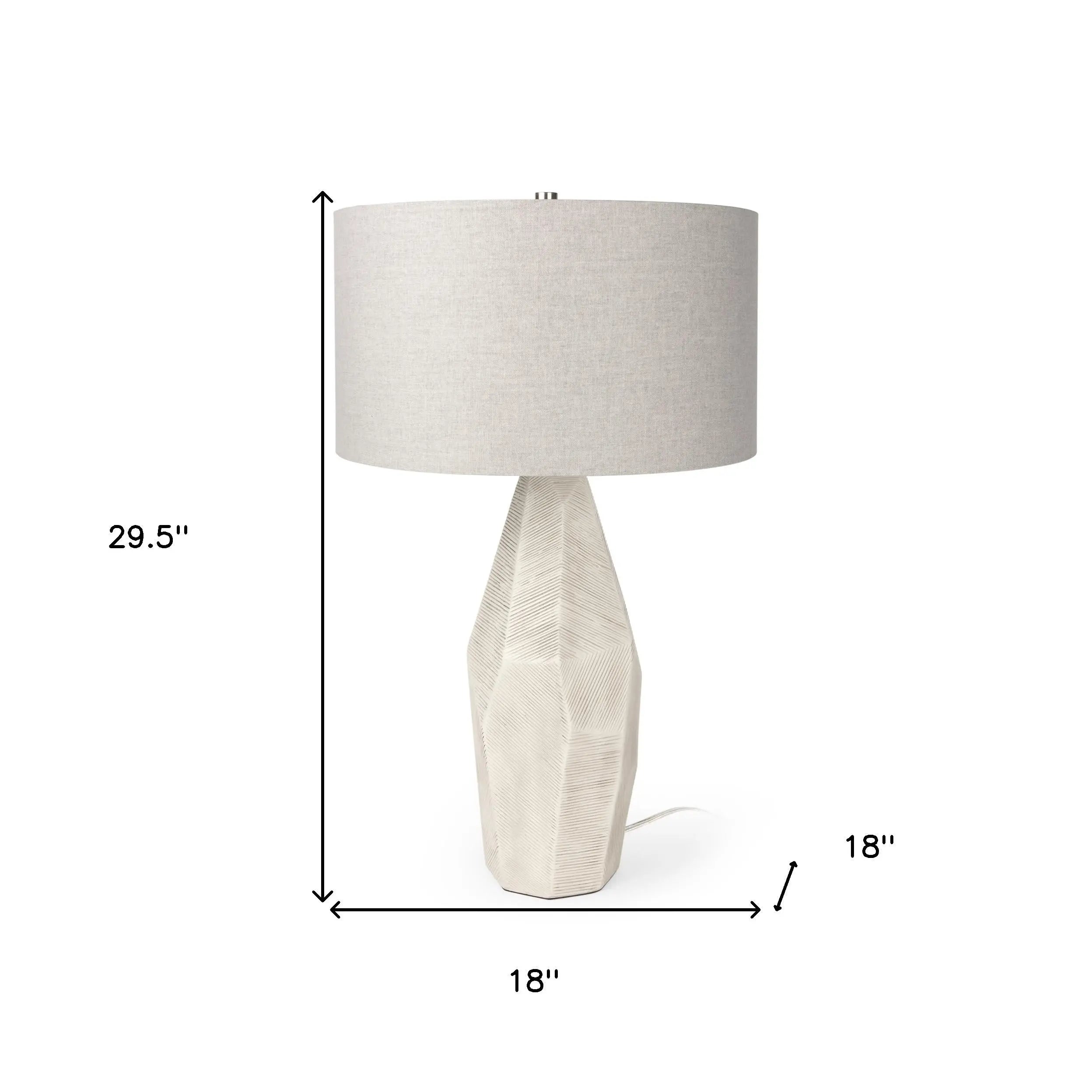 30" Cream Round Bedside Lamp With Drum Shade Homeroots Lighting