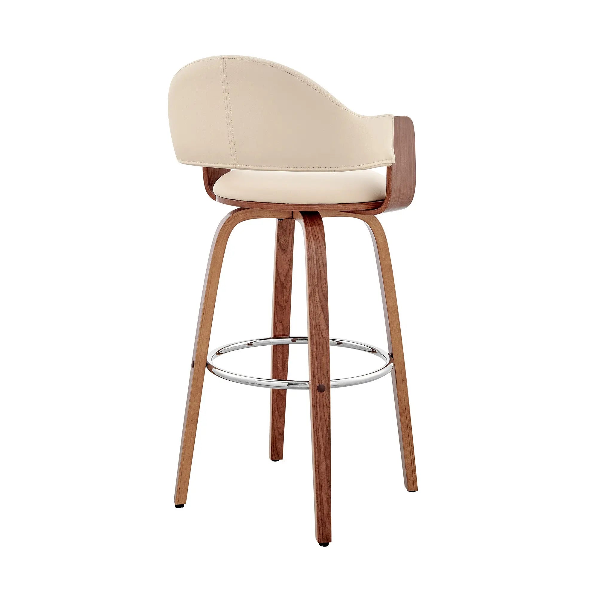 30" Cream and Brown Fabric Low Back Bar Height Swivel Bar Chair Homeroots Living Room
