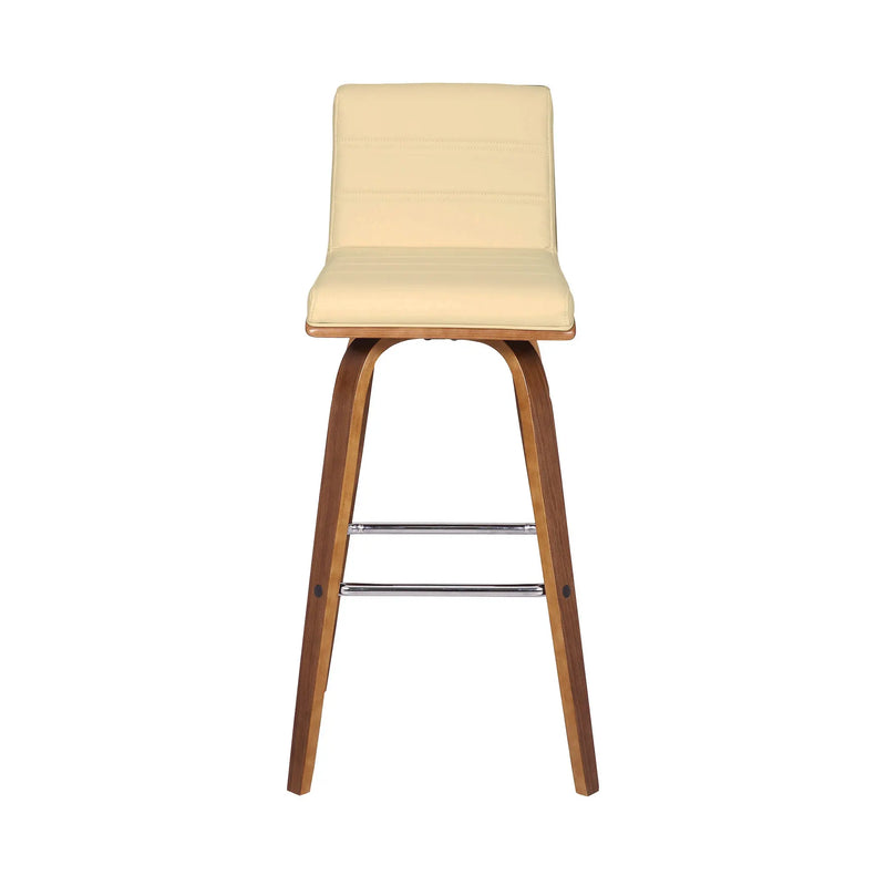 30" Cream and Brown Fabric and Iron Low Back Bar Height Swivel Bar Chair - GreatEagleInc