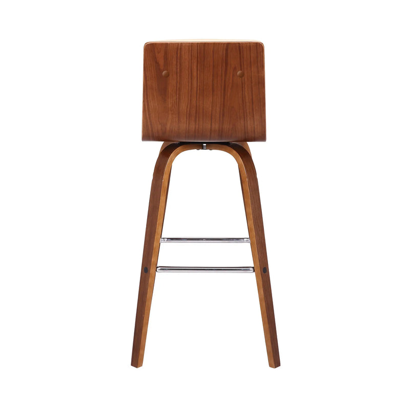 30" Cream and Brown Fabric and Iron Low Back Bar Height Swivel Bar Chair - GreatEagleInc