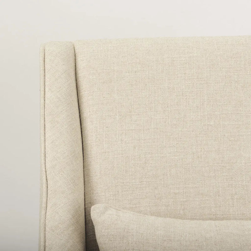 30" Cream and Brown Linen and Solid Wood Arm Chair Homeroots Living Room