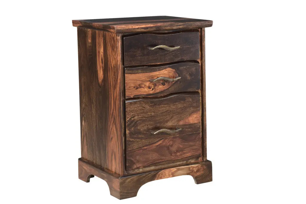 30" Dark Brown Solid Wood Three Drawer Live Edge Filing Cabinet Homeroots Office